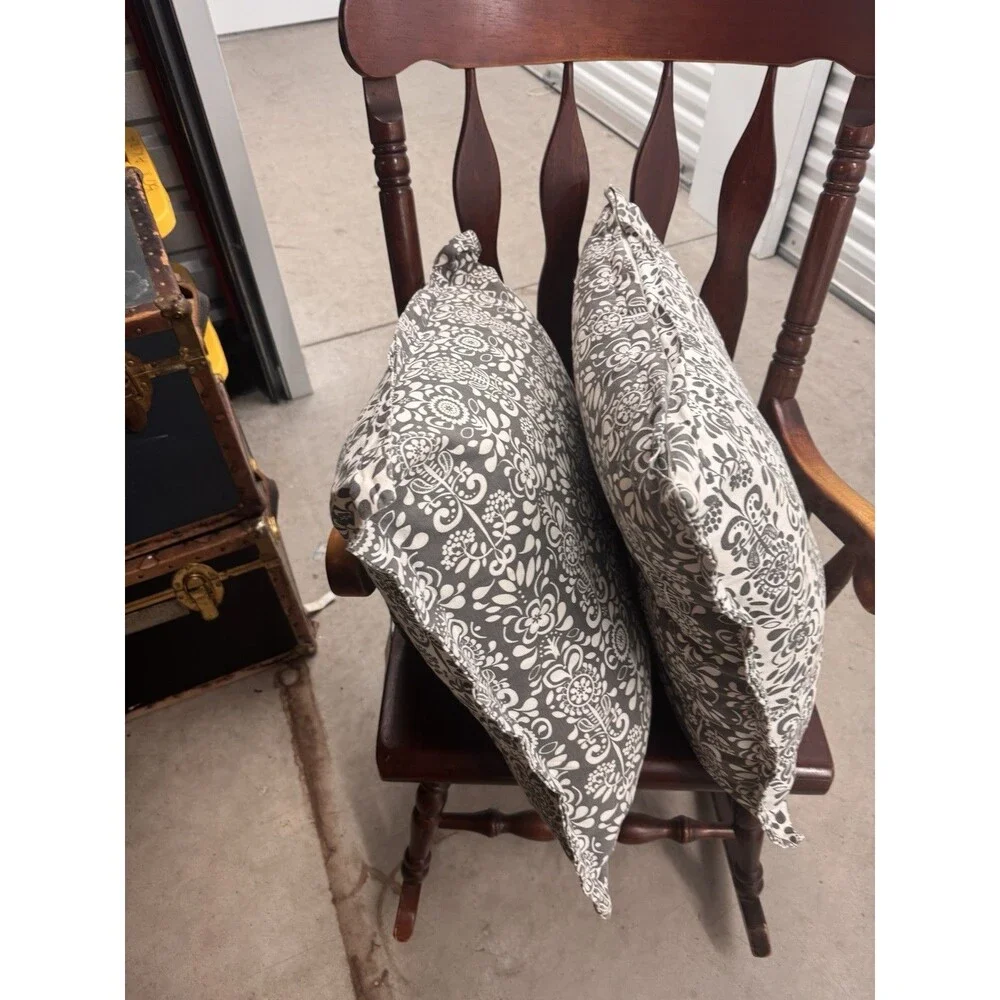 2 Ikea Akerkulla Gray White Euro Pillow Cover Shams Floral Square 26x26 Zipper